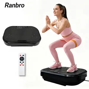 Ranbro Professional Vibration Plate, Whole Body Workout Platform for Balance & Strength Training, Intuitive LED Display Vibration Machine with Remote, Compact Fitness Equipment for Recovery & Wellness, Portable Home Office Under Desk Exercise Gear