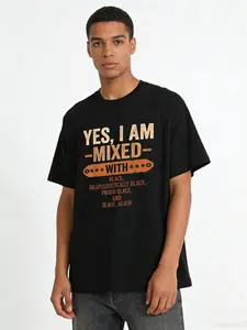 Yes I Am Mixed with Black History Month Cool BLM Melanin T-Shirt, Unisex Loose Fit Short Sleeve, Casual & Comfortable 100% Cotton, Geometric Print, Machine graphic tees
