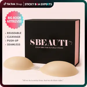 SBEAUTI #1 Invisibility push up, Adhesive Sticky Bra, Up to G size, Seamless Strapless Sticky Bra, Waterproof & Reusable, Ideal for Any Occasion, Back to School