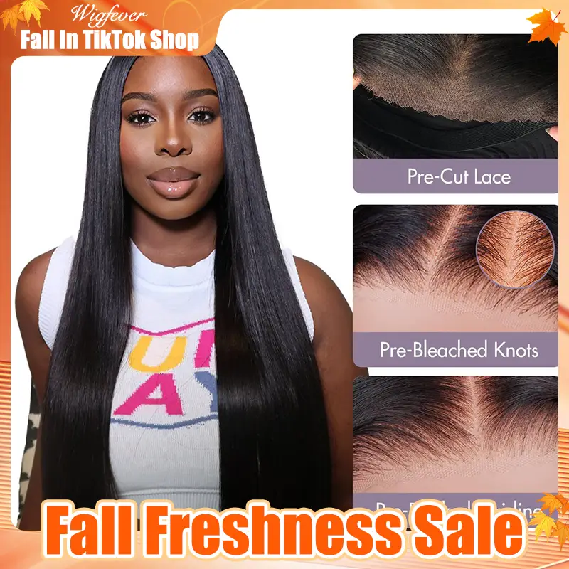 Wigfever Wear Go Real Glueless Silky Straight & Water Wave Wigs Pre Bleached And Pre Cut 7*4 Lace Human Hair Lace Front Wigs Beginner Friendly #FallFr