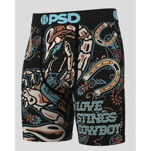 PSD Mens Love Stings Boxer Brief - Standard Length 7 Inch Inseam, Soft and Breathable Poly Blend Fabric