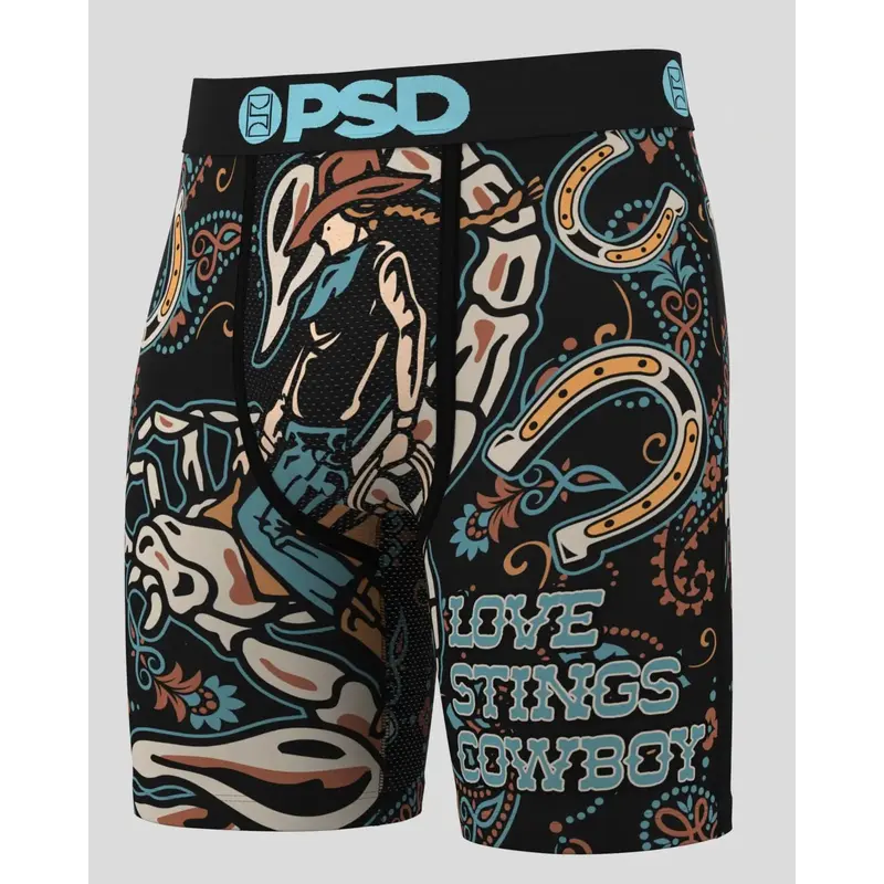 PSD Mens Love Stings Boxer Brief - Standard Length 7 Inch Inseam, Soft and Breathable Poly Blend Fabric