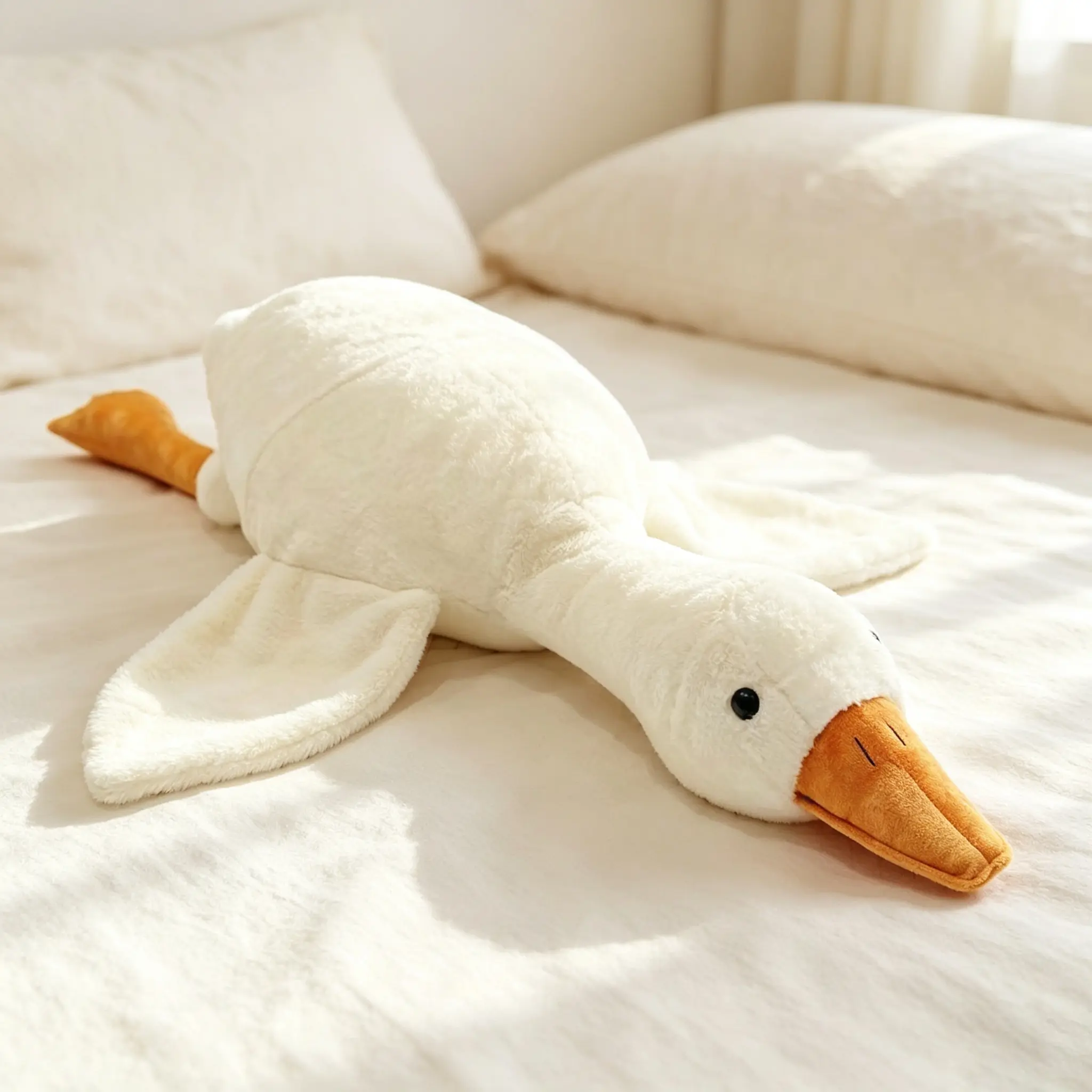 Ava Lalagaga Goose Theme Soft Plush Pillow Toy - 20/35/51 Inch Big White Goose Stuffed Animal, Huggable Sleep Companion for Bed, Unisex Thanksgiving Gift for Kids/Adults