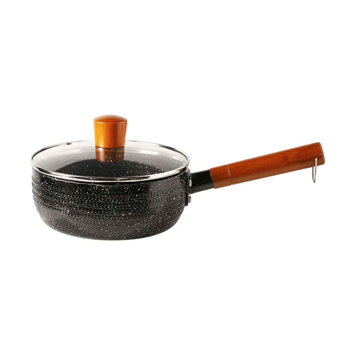 KAWASIMAYA 18cm Japanese Yukihira Pan Non-Stick Saucepan with Lid, Small Milk Pot for Cooking, Boiling, Stewing - Induction Compatible