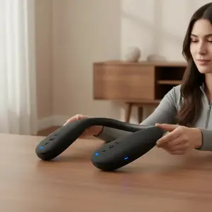 Neckband Bluetooth Speaker with Stereo Bass Portable Wearable for Gym Running Travel Hands-Free Wireless Bluetooth 5.3 2 Speakers 20m Range Black