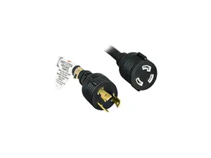 Nippon Labs L5-30P / L5-30R Heavy Duty Power Extension Cord, NEMA L5-30P to NEMA L5-30R, SJT, 10 AWG., 30A, 125V, Black 3 ft. Power Cable