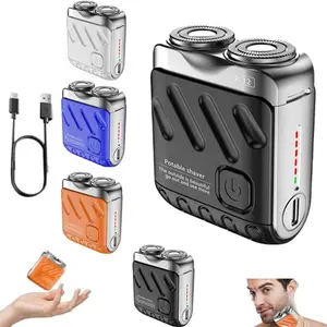 Portable Electric Shaver, 1 Box Double Head Magnetic Shaver with Charging Cable & Storage Bag, Travel Shaver for Outdoor Travel, Waterproof Rechargeable Shaver,Ultra-Fast Shave