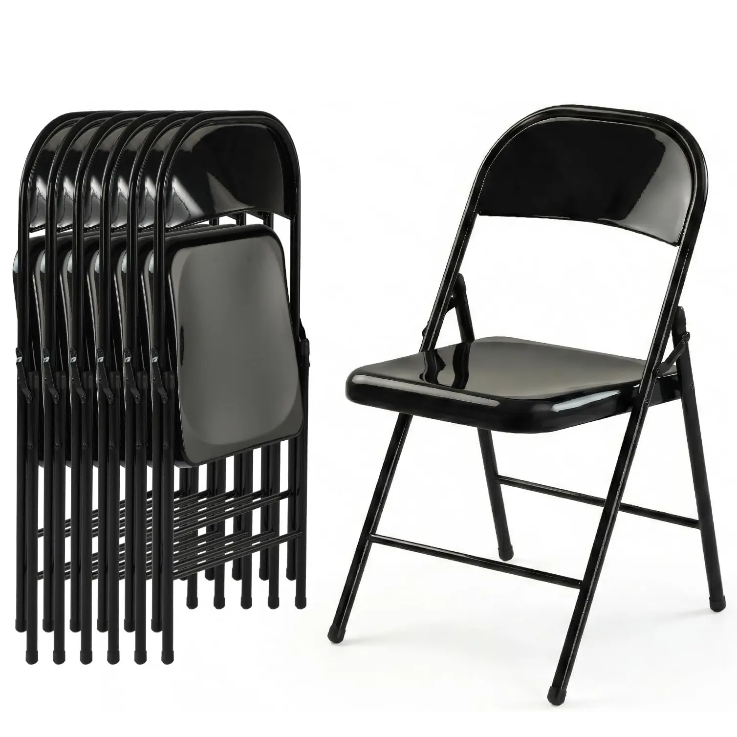 4/6 Pack All-Steel Folding Chairs, Heavy Duty Metal Frame, Supports Up to 350 lbs, Portable Space Saving Chairs for Home, Office and Indoor & Outdoor Events storage