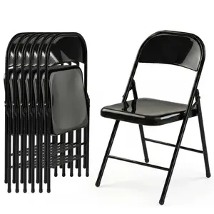 4/6 Pack All-Steel Metal Folding  Set , Heavy Duty Metal Foldable Dining  with Backrest, Hold Up to 350 LBS, Portable Fold  for Home and Office, Indoor & Outdoor Events indoor outdoor save space padded chairs foldingchair