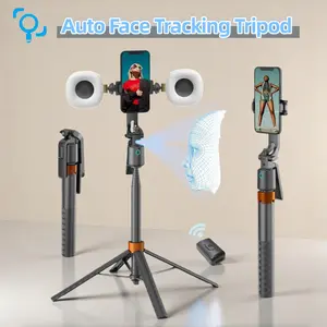 Auto Face Tracking Selfie Tripod with Fill Light and Remote for iPhone & Camera, 360 Rotation & Gesture Control, 70.9" Extendable Stick for Tiktok YouTube Vlog Live Streaming Video Recording