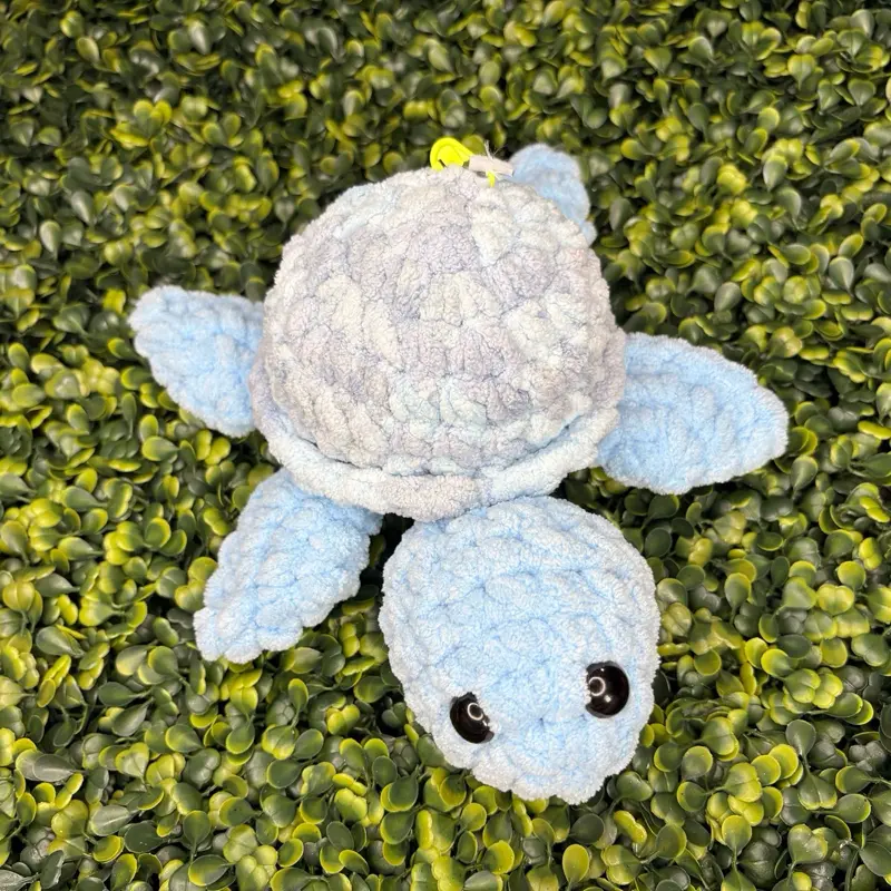 Light Blue Small Handmade Crochet Turtle Plush | Soft Sea Turtle Stuffed Animal | Cute Amigurumi Turtle Gift