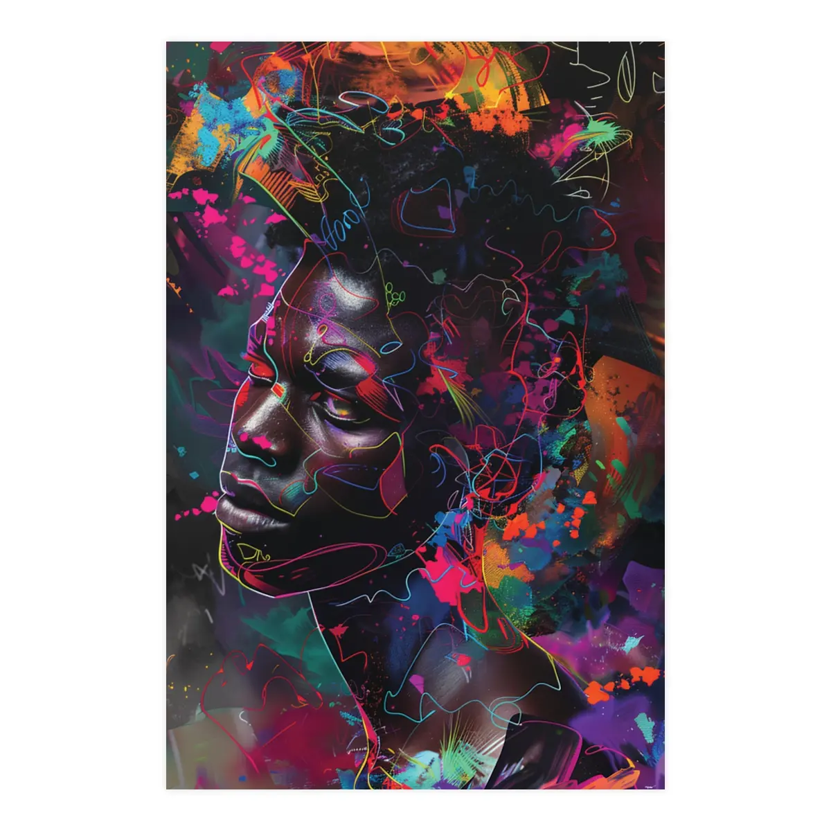 Limited Edition Vibrant Afro Samurai Art Print - High-Quality Decorative Wall Poster Artistic Decoration Room Photo