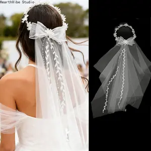 Handcrafted Floral Vine Bridal Headpiece Veil, Trending Delicate Small Flower Wedding Hair Accessory, Ethereal Princess Style Headband for Brides Bridesmaids Ceremony Photoshoot Party Gift