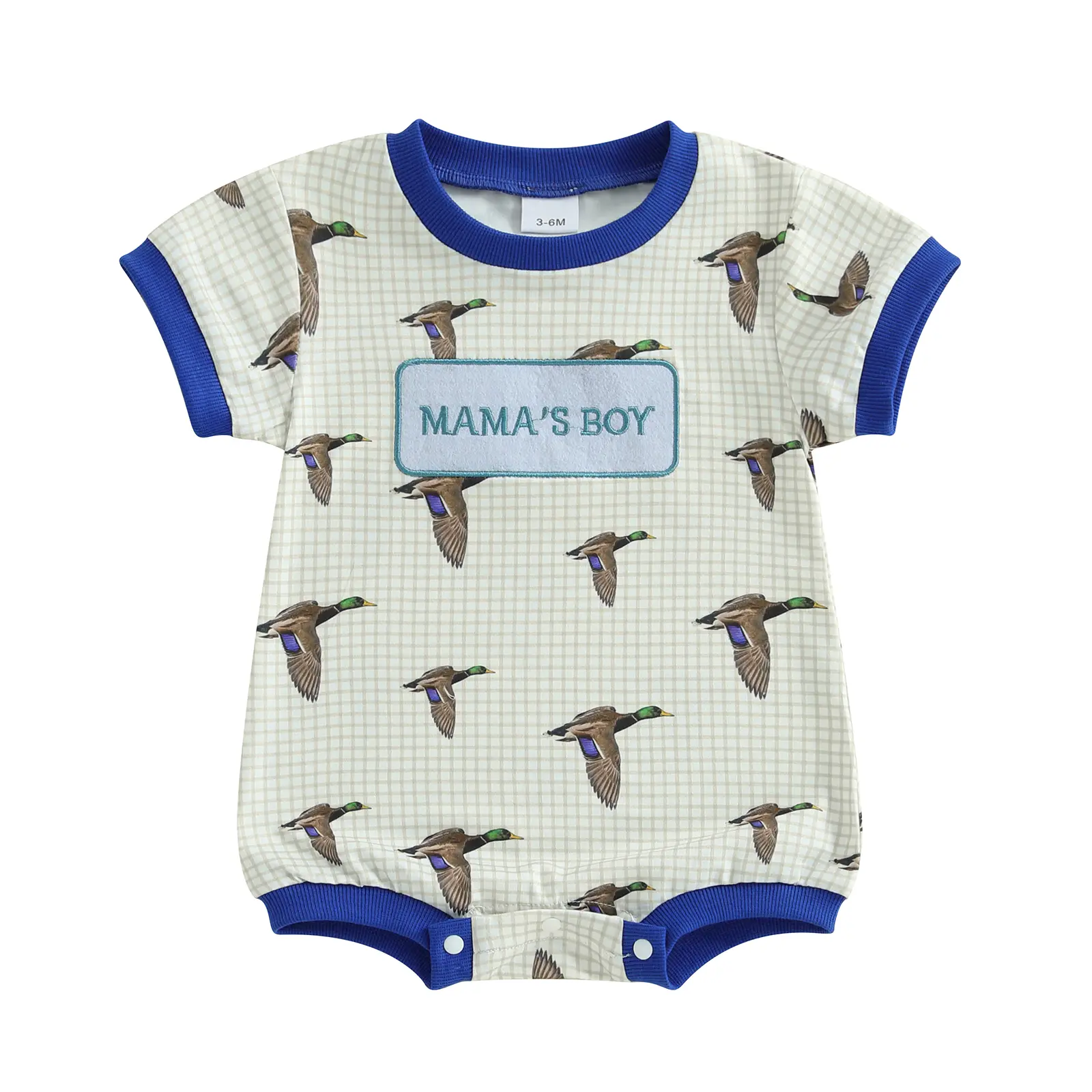 Baby Boys Rompers Letter Embroidery Wild Goose Print Round Neck Short Sleeve Infant Clothes Bodysuits Jumpsuits