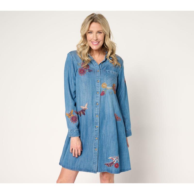 Driftwood Jeans Scottie Long-Sleeve Lyocell Dress - Butterfly