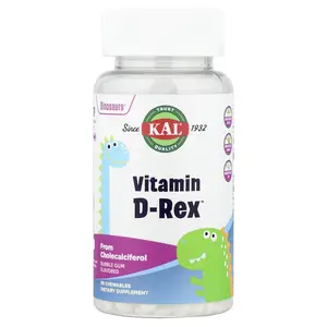 KAL Dinosaurs®, Vitamin D-Rex™, Bubble Gum, 90 Chewables (10 mcg  per Chewable)