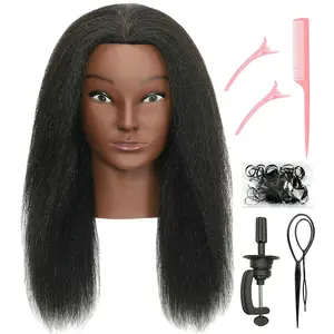 Mannequin  with Human Hair with Stand for Hairdresser Practice  Manikin Doll   Braiding Styling Coloring  Updos Display