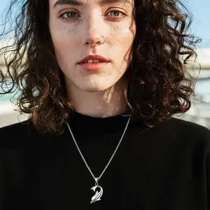 FaithHeart Animal Jewelry Dolphin Charm Pendant Necklace