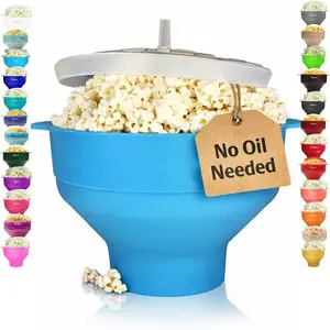 The   Microwave Popcorn Popper Machine,  Popcorn Maker, Collapsible Microwavable Bowl - Hot Air Popper - No Oil Required - The  Colors  (Turquoise)