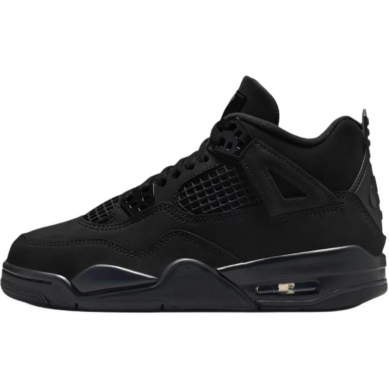 Nike Air Jordan 4 Retro 'Black Cat' 2025 Youth . Women's Perfect Fashion Footwear Girl Sneaker Shoe