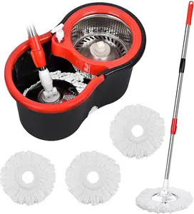 Upgraded Spin Mop & Bucket Set with Water Filter – 360° Rotating Microfiber Mop, Adjustable Stainless Steel Handle, Hands-Free Wringing, Red – Perfect for Home Floor Cleaning!