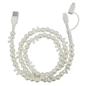 Pearl & Bow Cord Charging Cable 2 In 1 Charger- 39 Inches