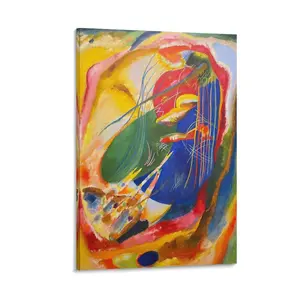 Kandinsky Canvas Wall Art - Picture With Three Spots by Kandinsky Poster Canvas Poster Bedroom Decor Sports Landscape Office Room Decor Gift Frames Ornaments Artistic Decoration Photo Print Frame-Style