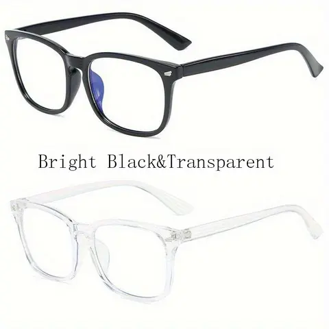 2-Pack Classic Fashion Glasses Rising 2025 Retro Eyewear Minimalist Full-Frame Unisex Design Stylish Daily Accessory Trendy Non-prescription Set Perfect for Casual Outings Office Commute Stylish Dates Weekend Hangouts
