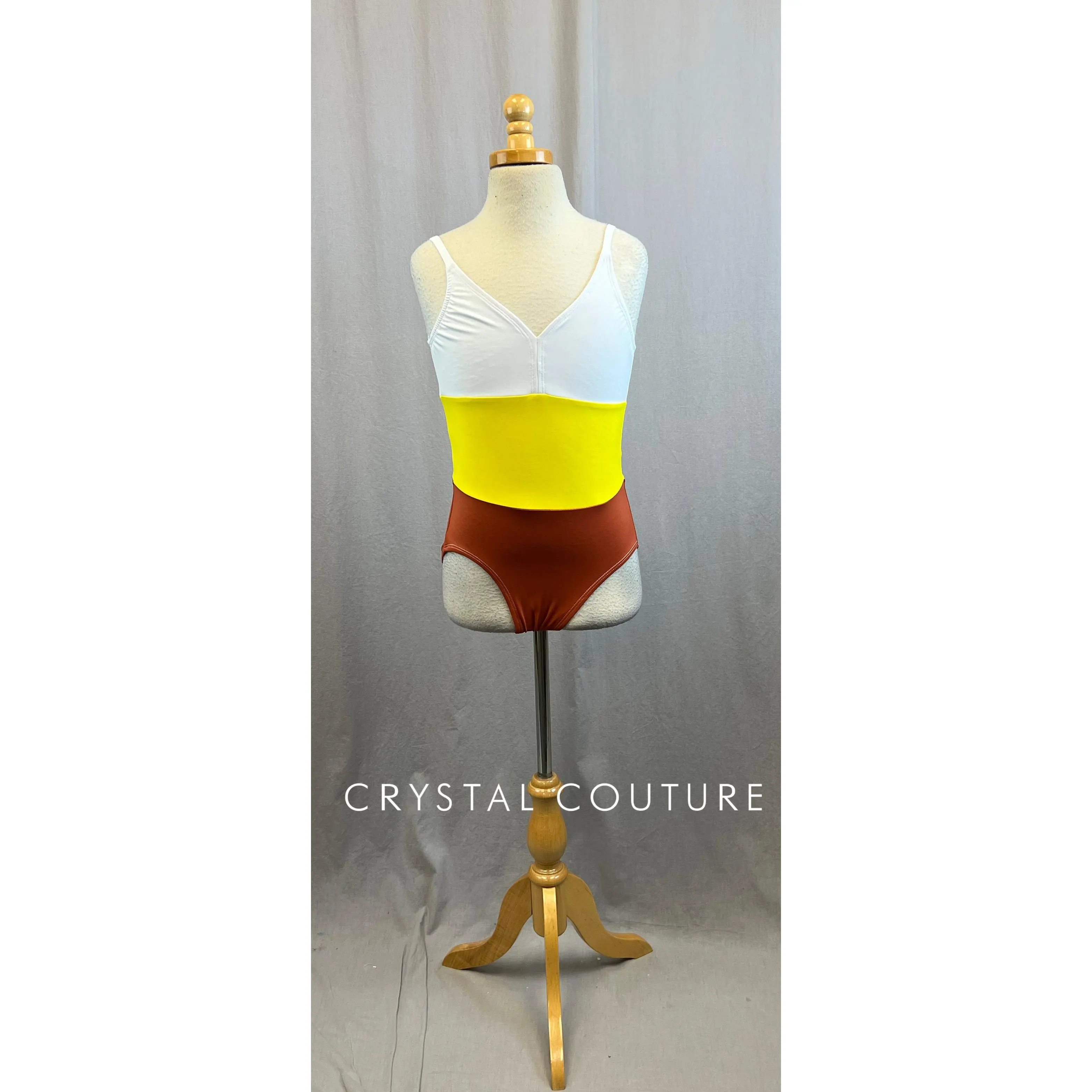 White, Yellow and Orange Color Block Leotard
