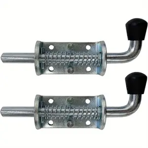 2pcs Spring Pin Latch Lock Assembly, Metal Spring Loaded Latch Pin, Heavy Duty Barrel Bolt for Trailer, Gate Garage Shed Door, Storage Shed, Doors, Chests, Cabinets and Utility Trailer Gate