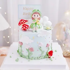 Girls' Princess Birthday Cake Decoration, Cute Cartoon Doll, Forest Mushroom Ornament, Home Decor, Small Fresh Style, Baby Girl Gift