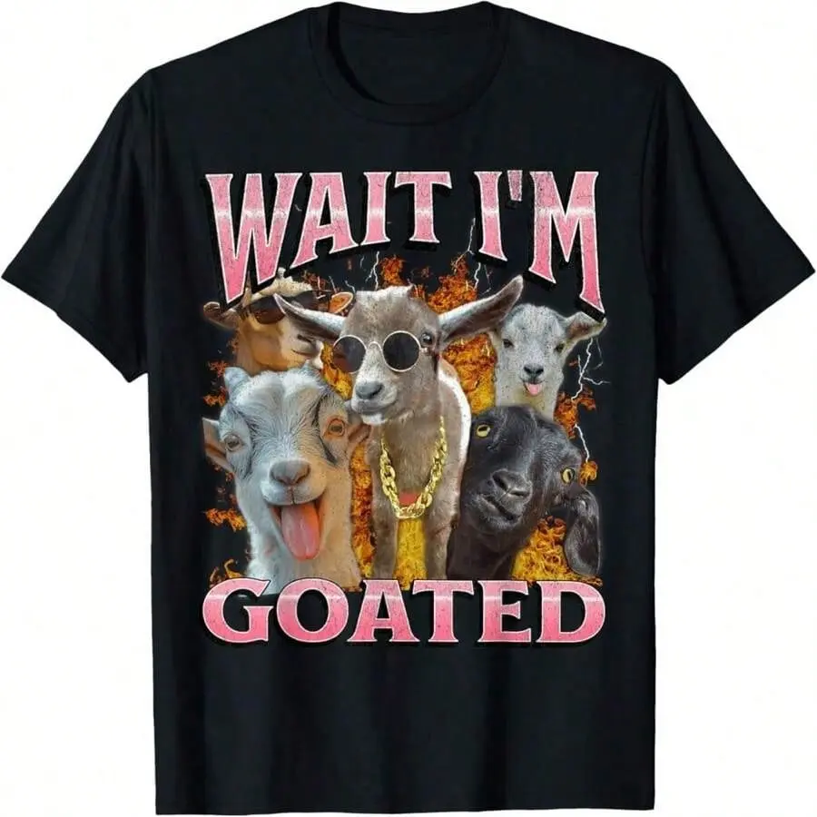 Wait I'm Goated Funny Offens Goat Adult Humor Bootleg Y2K T-Shirt