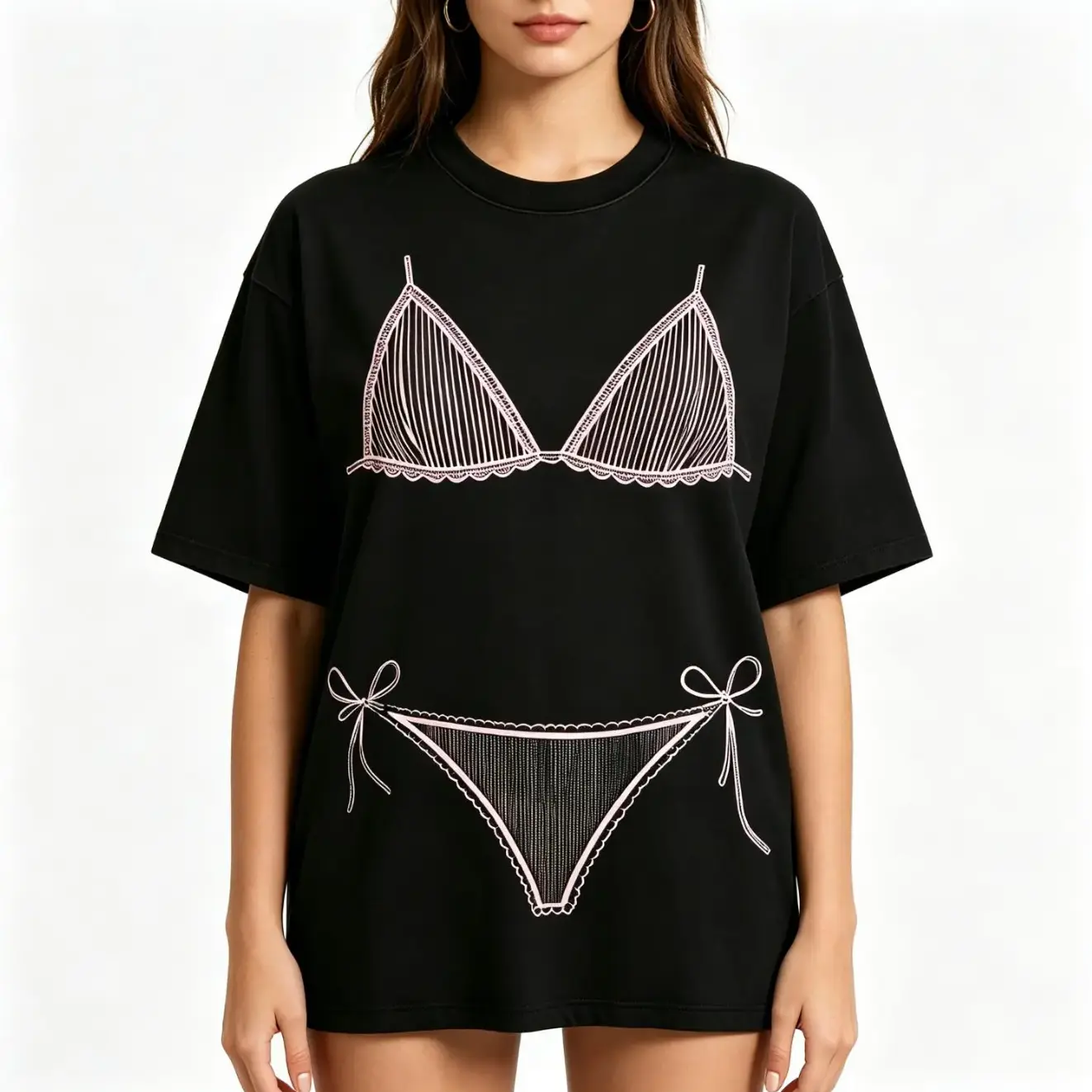 Womenswear Women's 100% Cotton Graphic T-Shirt - Last Splash Seashells & Wedding Bells Print, Bikini Body Illusion, Funny Summer Vacation Coverup