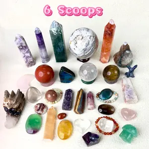 6 Scoops-Mystery Crystal Scoop with Healing Stones, Rare Crystals Surprise, Perfect for Gifts & Collectors