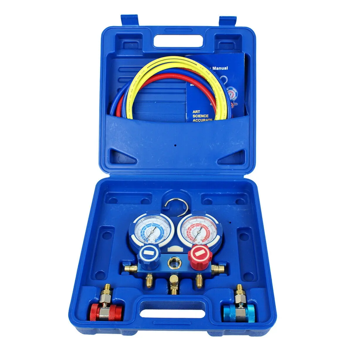 SUPERDEAL AC Manifold Gauge Set for Home, Automotive, Business Use - R134A, R410a Refrigeration Kit with 600 psi Rating, Built-in Viewing Glass