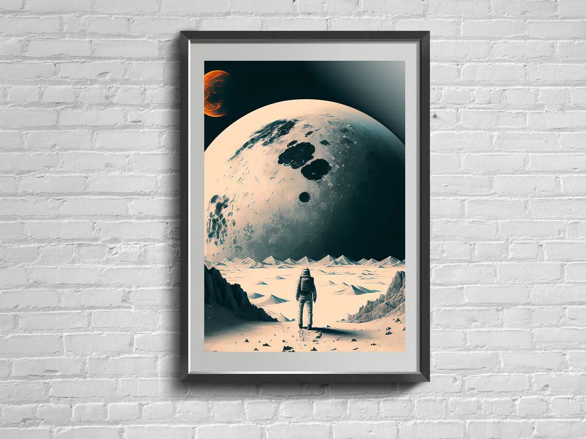 Vintage Galaxy Astronaut Print. Retro Space Poster. . Retro Trendy Art Decor Poster, Unframed Poster