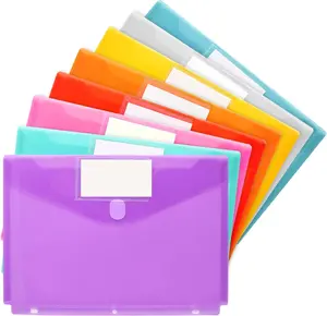 8 Pack Binder Organizer, Plastic Binder Pockets for 3 Ring Binder, Binder Folders with Label for School Supplies and Documents, Letter Size, 8 Colors