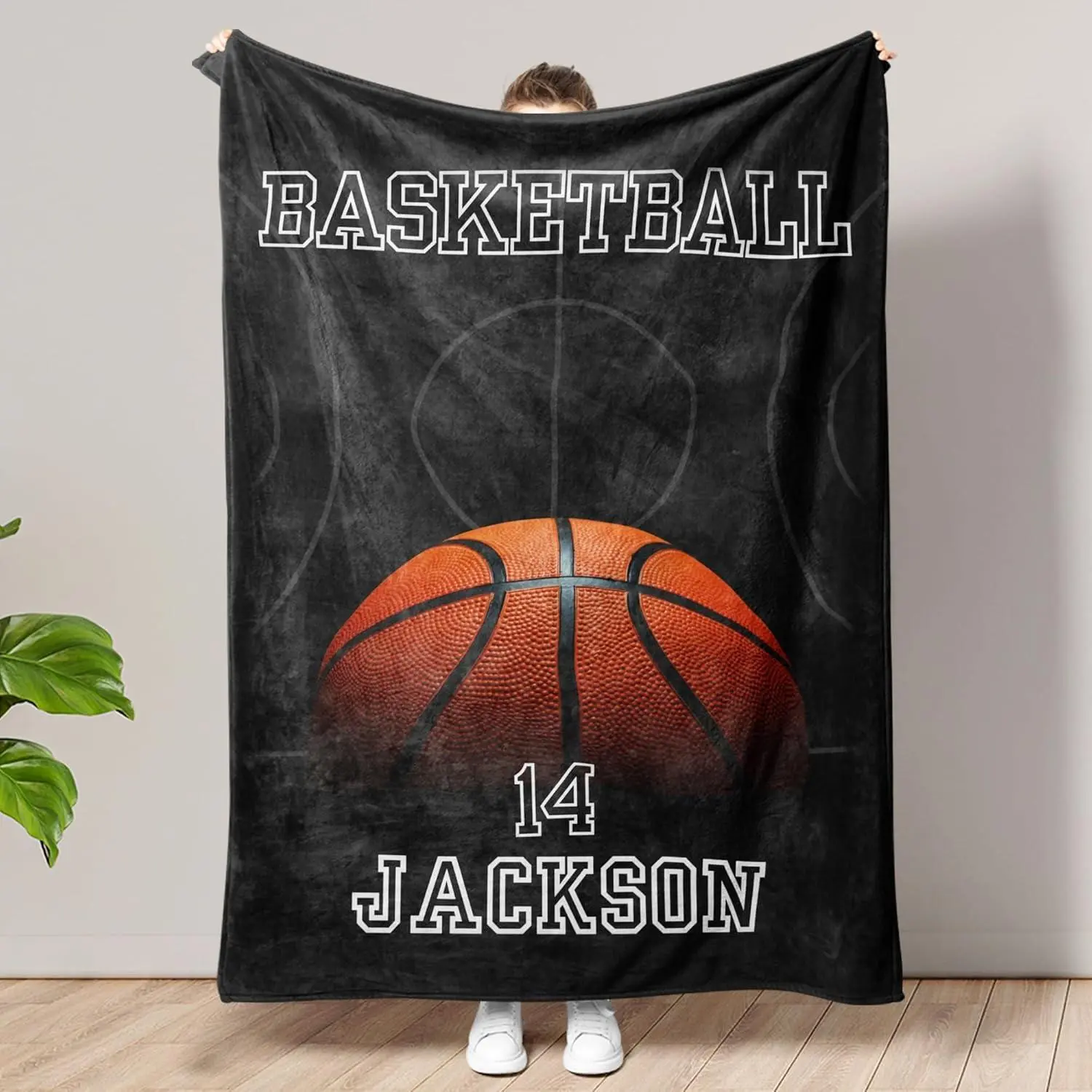 Personalized Basketball Throw Blankets, Sport Blankets with Name and Number, Sports Throw Blanket, Basketball Gifts for Boys, Gifts for Kids Who Love Sports, Christmas 3