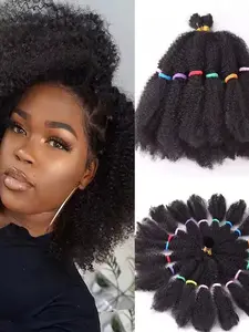 Afro Kinky Hair 12 inch Pre Stretched Fluffy Afro Kinky Afro Kinky Twist Hair Braiding Hair Kinky Twist Crochet Braids Synthetic Hair Extensions Knotless Crochet Hair