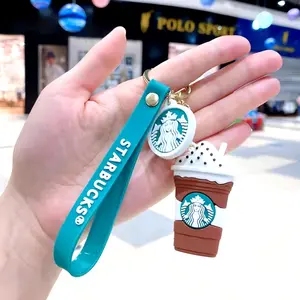 Star Coffee Keychain Milk Tea Cup Cartoon Three-dimensional Doll Car Keychain Pendant Baby Grabbe
