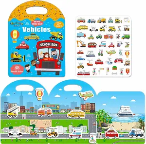Reusable Sticker Book for Toddlers 2-4 Years - Vehicle Stickers for Kids