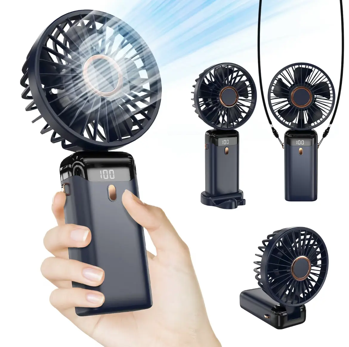 3 IN 1 Hand Fan & 4000mAh Portable Fan,Mini, FoldableUSB Rechargeable, ldeal for Travel & Outdoor and Summer 3 IN 1 Hand Fan & 4000mAh Portable Fan,Mini, FoldableUSB Rechargeable, ldeal for Travel & Outdoor and Summer