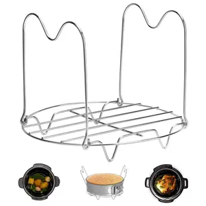 Stainless Steel Steamer Rack with Handle, Dishwasher Safe Cookware Accessory for Meat, Veggies & Canning, Kitchen Appliance Parts for 6 & 8 Qt Pressure Cookers