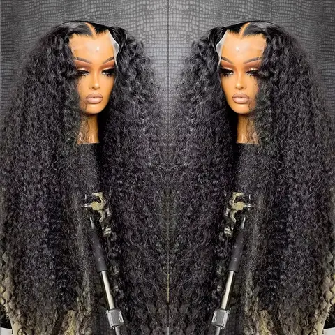 Bling Hair Fashion Thick 180 Density 13X6 HD Transparent Deep Wave Curly Human Hair Lace Frontal Brazilian Wig, 12-38 Inches 13X4 Lace Front Wig for Black Women, Heat Resistant, Washable, Easy Upkeep, Restylable