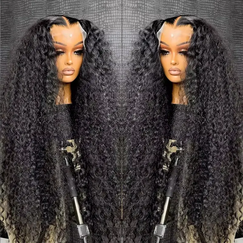 Bling Hair Fashion Thick 180 Density 13X6 HD Transparent Deep Wave Curly Human Hair Lace Frontal Brazilian Wig, 12-38 Inches 13X4 Lace Front Wig for Black Women, Heat Resistant, Washable, Easy Upkeep, Restylable