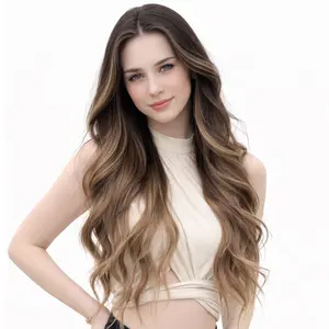 Glueless Wig Synthetic Honey Blonde Body Wavy Heat Resistant Wear Go For Soft Girl Daily Wear Office Date Night