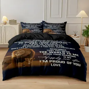 3-Piece Bedding Set (duvet Cover + 2 Pillowcases), Breathable Duvet Set, Soft Lion Print Comforter Set, All-Season Bedroom Decor Gift Idea