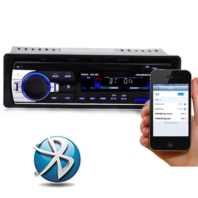 Car Radio Stereo Player Digital Bluetooth Car MP3 Player 60Wx4 FM Radio Stereo Audio Music USB/SD with In Dash AUX Input