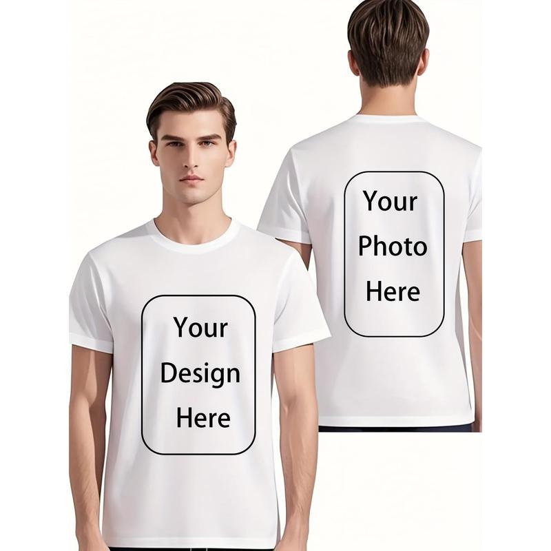 Custom White & Black Double-Sided Personalized T-Shirt - Custom Logo/Graphic Printing on Front & Back, Unisex Short Sleeve Cotton Tee with Your Own Photo/Text, Comfortable Casual Attire for Men & Women, Promotional Events, Team Uniforms, All-Season Casua