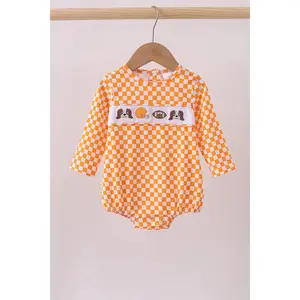 Orange Tennessee puppy bow embroidery checkered bubble